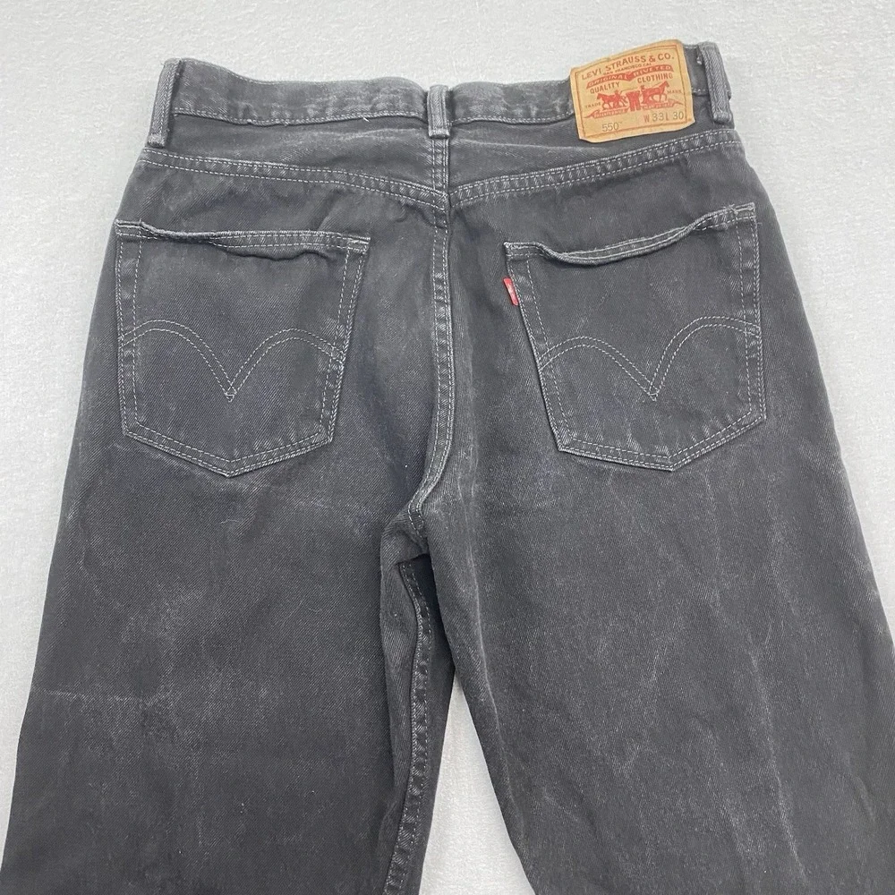 Levis Jeans Mens Fits 30x29 Black Denim Pants 550 Relaxed Straight Leg Cotton